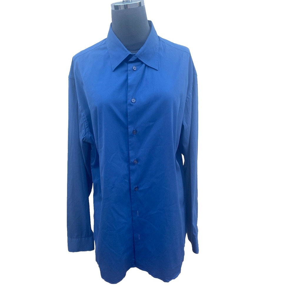Armani Collezioni Mens Shirt Blue Color Size XL Runs Small Long Sleeves